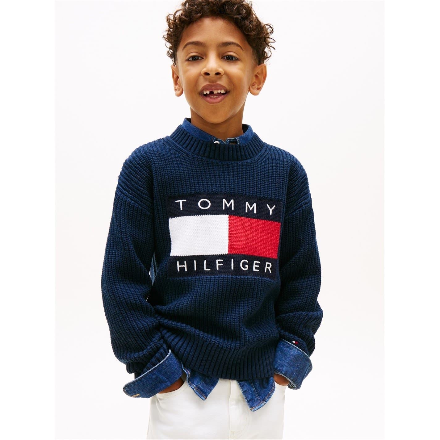 Tommy Hilfiger Heritage Embroidered Crew Neck Ribbed Collar Sweater