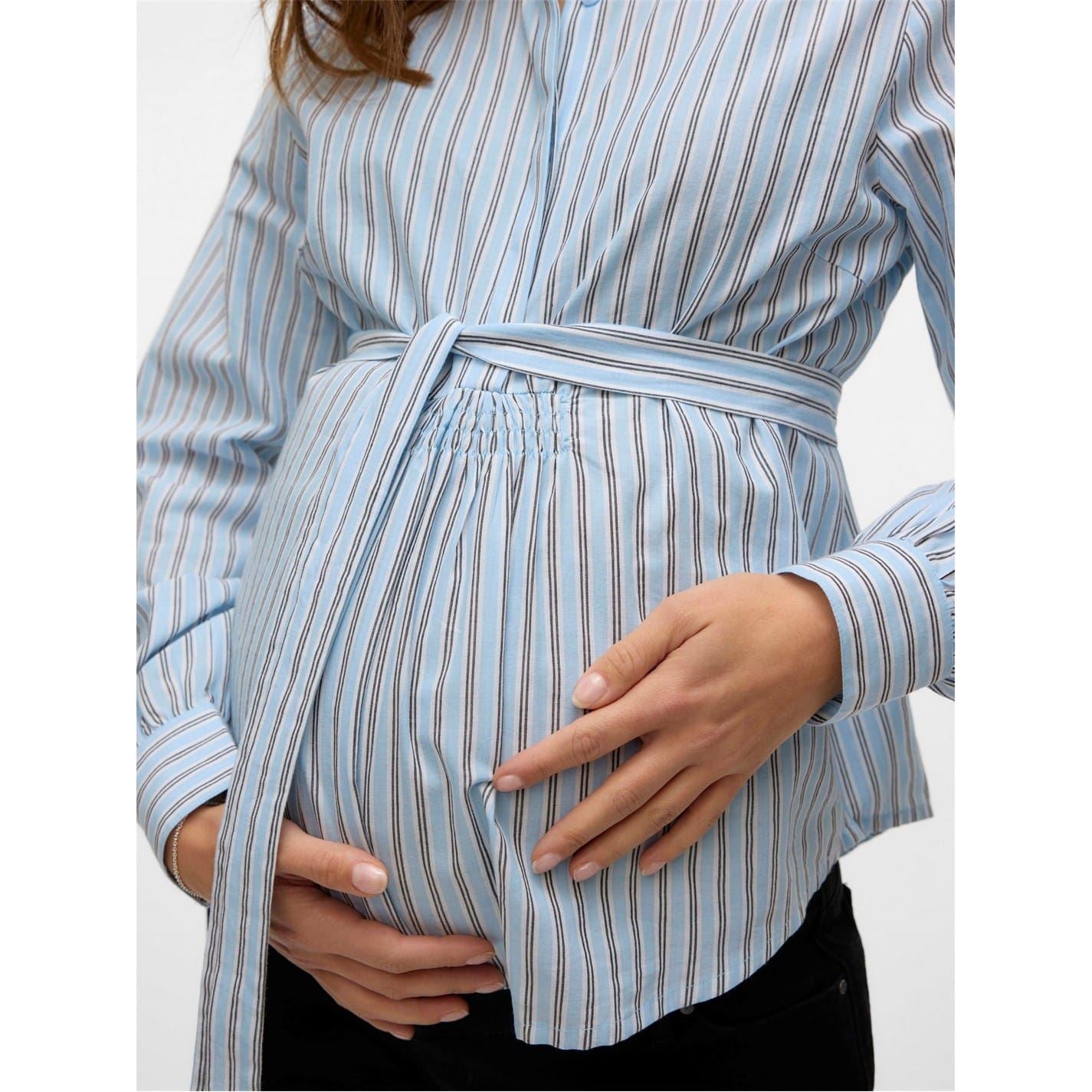 Mamalicious Collared Neck Long Sleeve Regular Fit Shirt