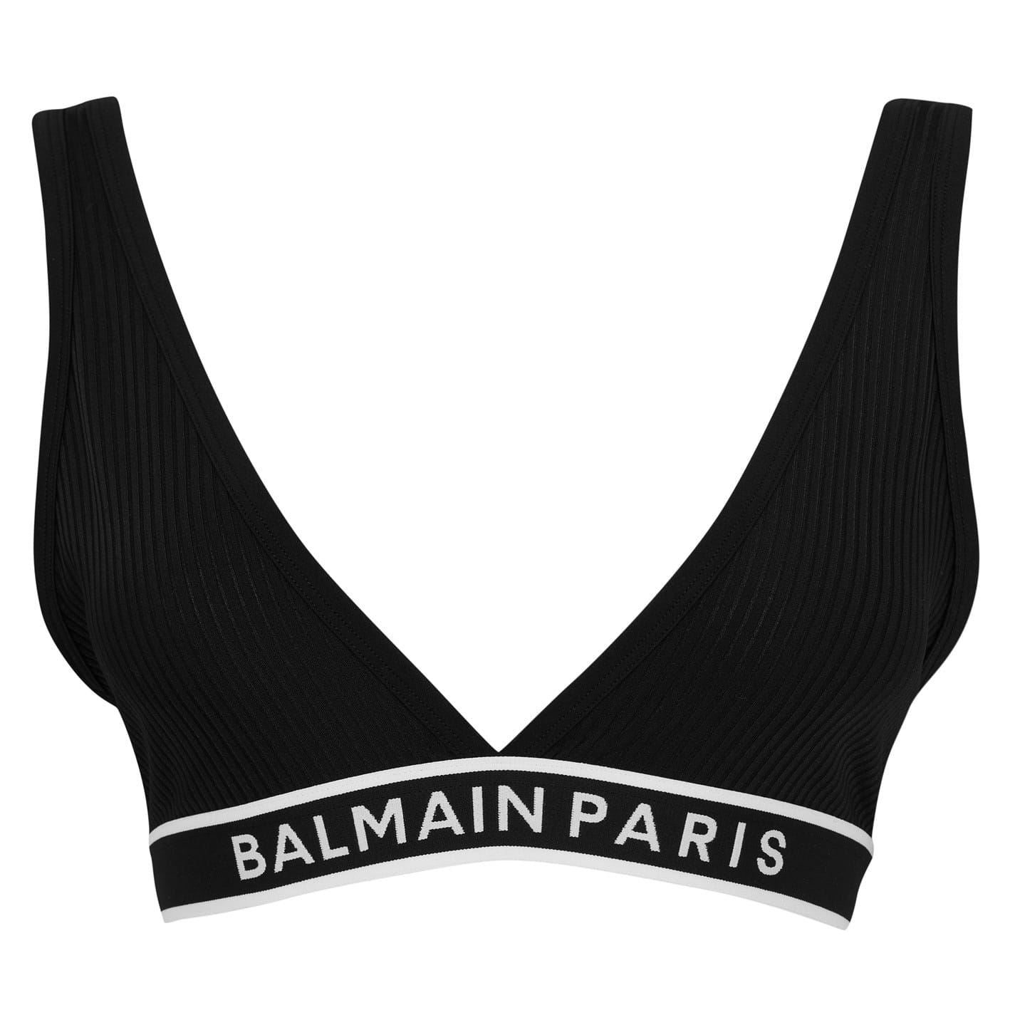 Balmain Logo Embroidered Triangle Bra