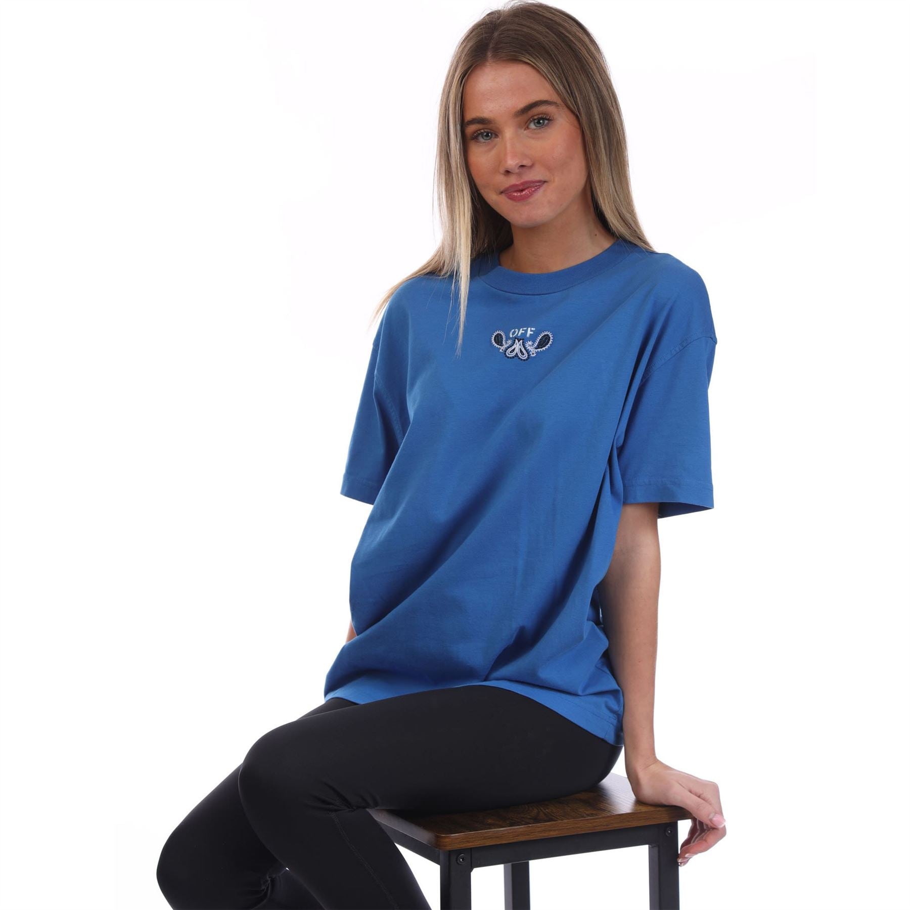 Off White Embroidered Bandana Arrow Casual T-Shirt