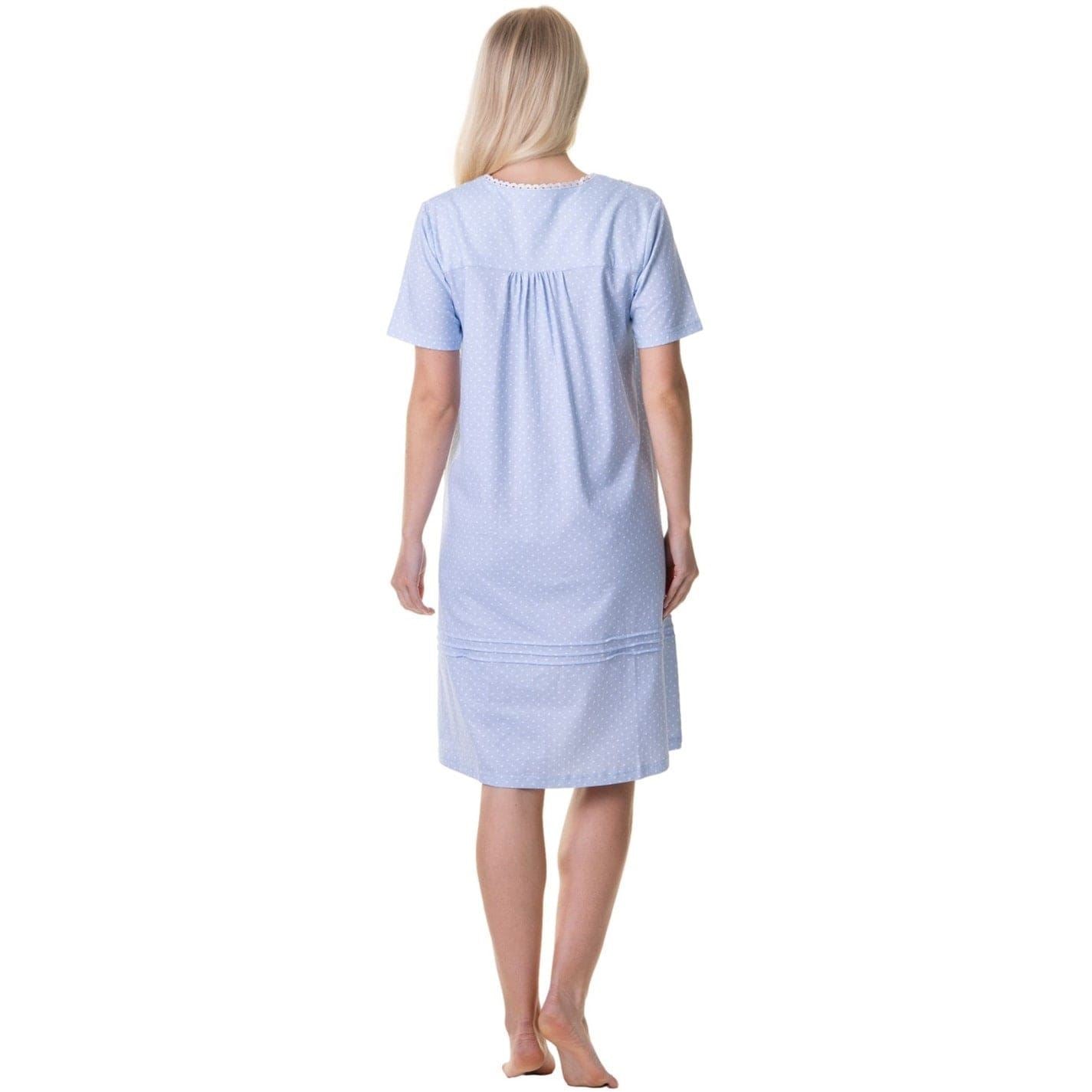 Camille Percent  Cotton Short Sleeve White Polka Dot Nightdress