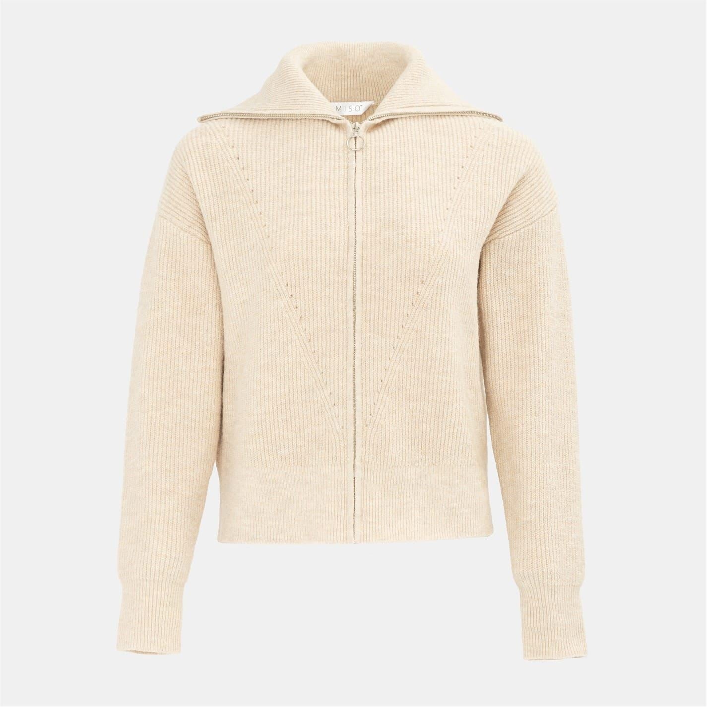 Miso Womens Knit Zip Up Cardigan