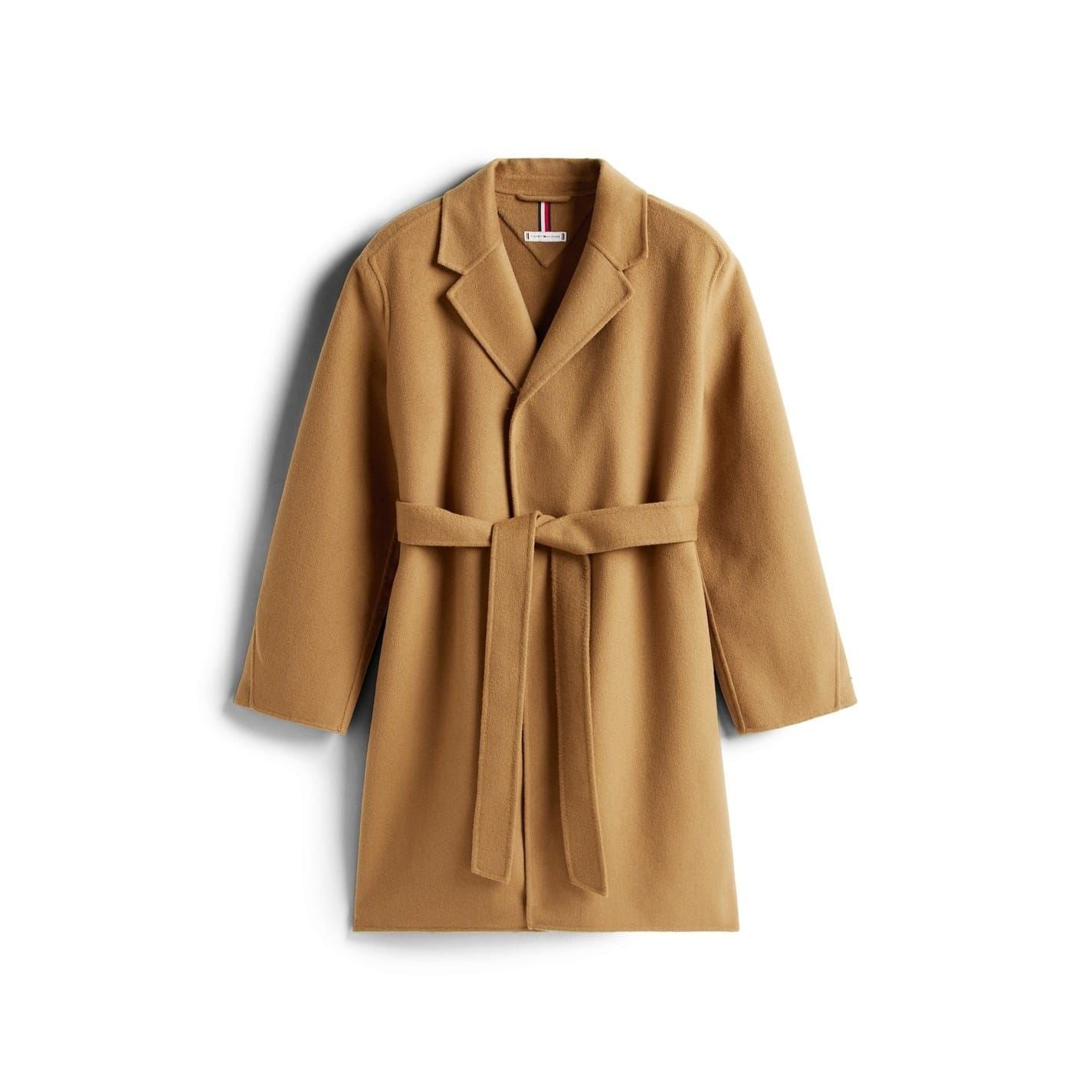 Tommy Hilfiger Solid Patterned Lapel Collared Belted Over Coat