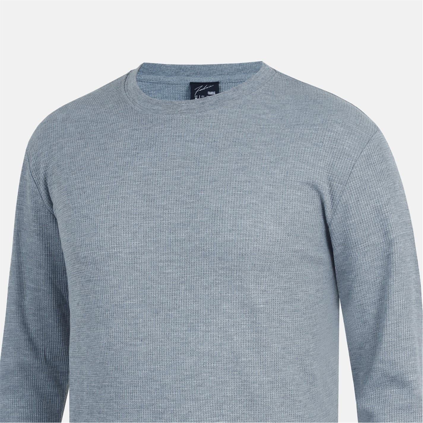 Fabric Waffle Crew Neck Long Sleeve T-Shirt