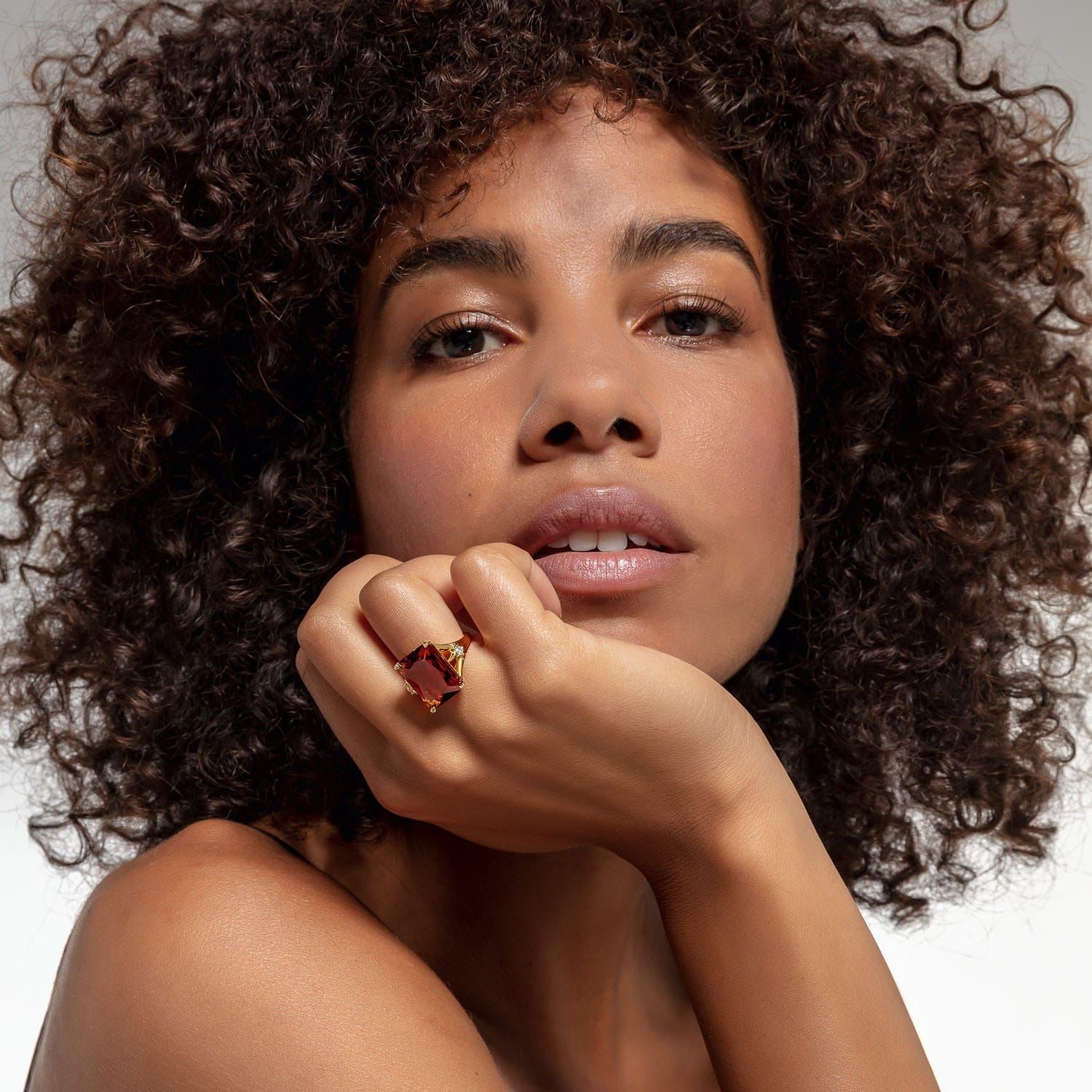 Thomas Sabo Gold Ring with Large Stone