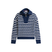 Tommy Hilfiger Zip Neck Long Sleeve Drop Shoulder Sweater