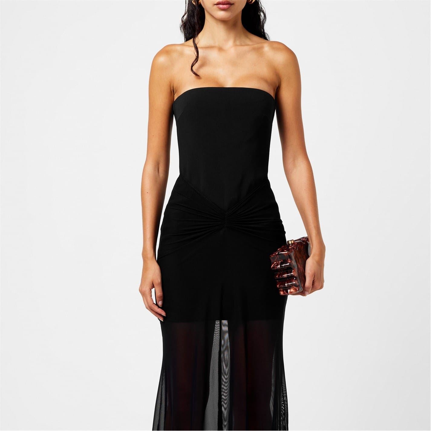 David Koma Ruched Strapless Maxi Dress