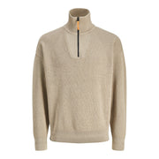 Jack and Jones Zip Neck Relaxed Fit Knit Sweater