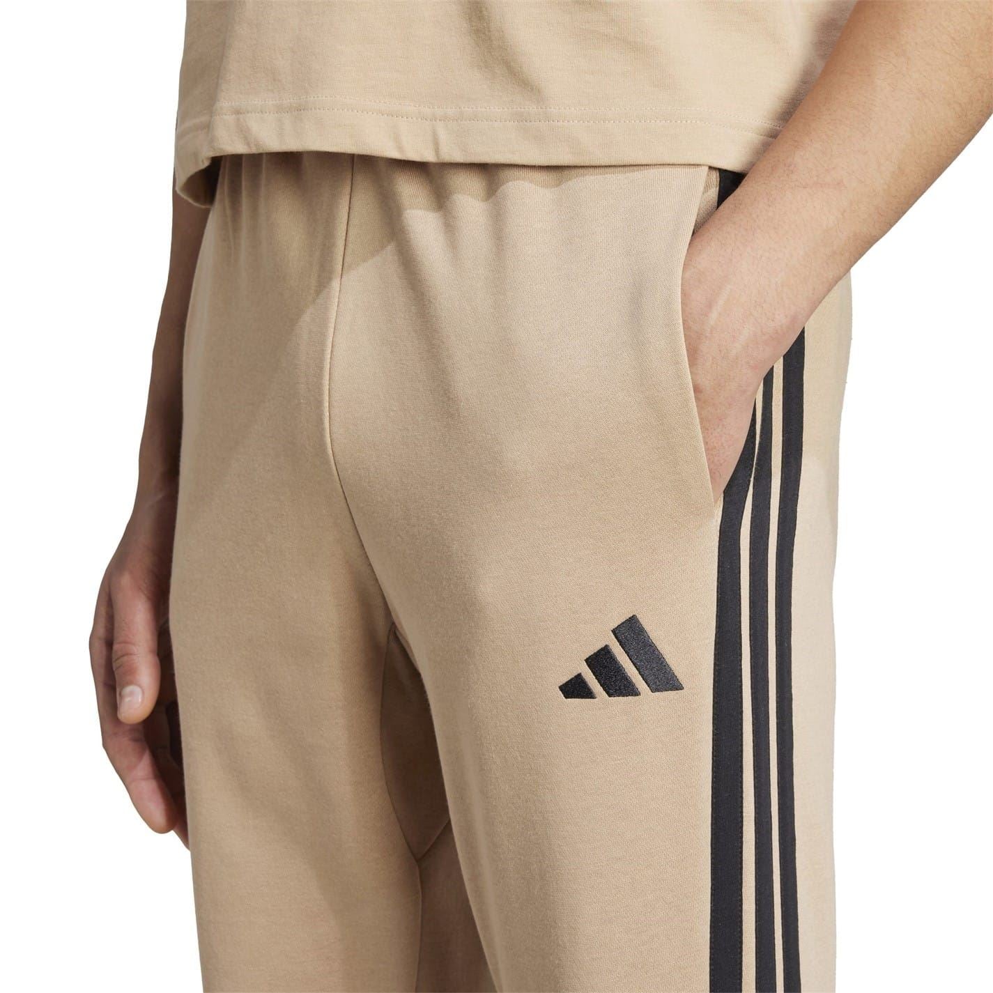 adidas Fleece Tapered Cuff 3 Stripes Joggers