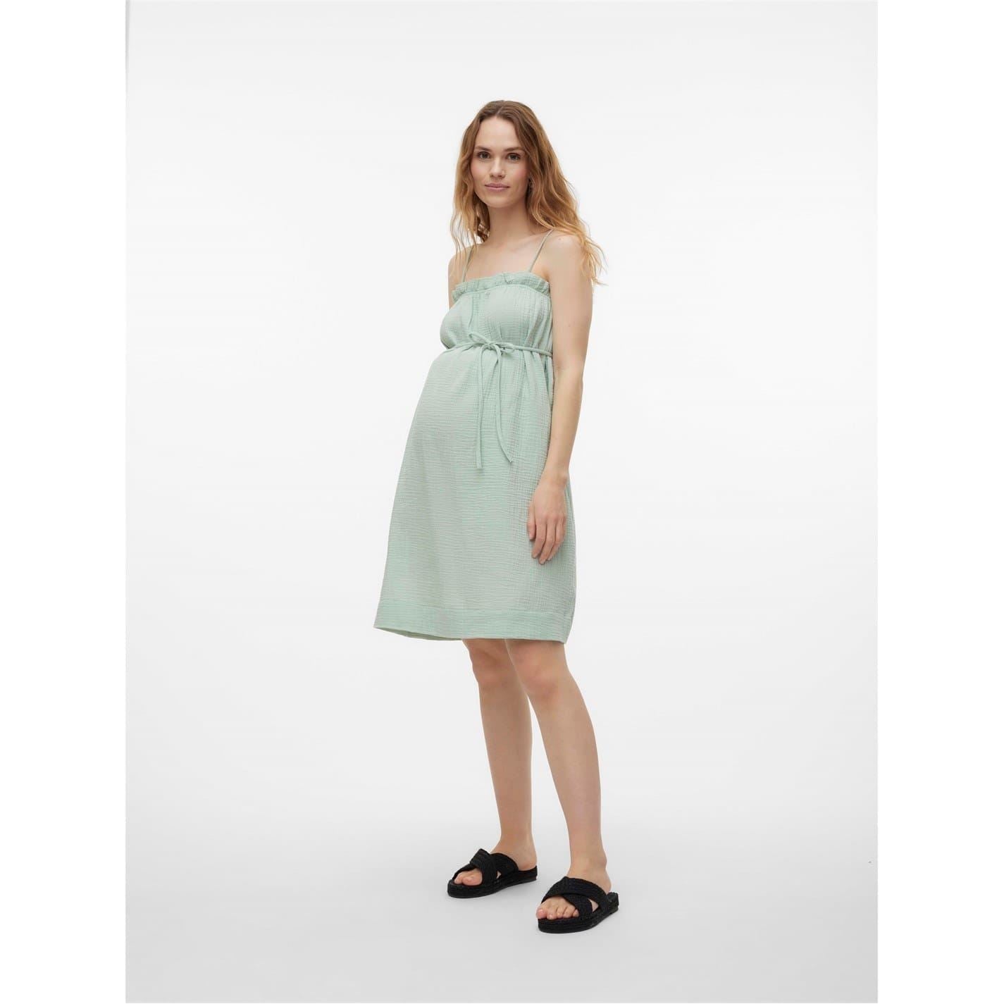 Mamalicious Vmmnatali Spaghetti Strap Sleeveless Knee Length Sun Dress