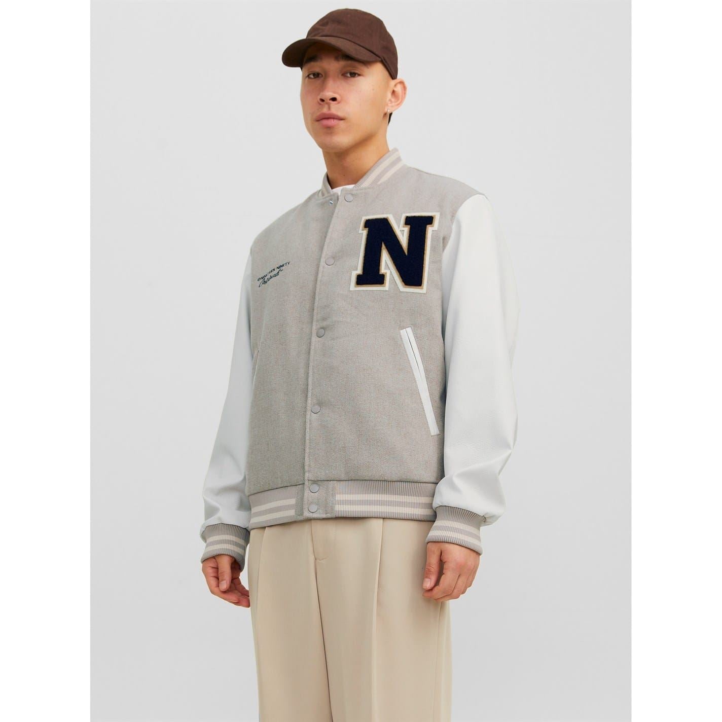 Jack and Jones College Wool Blend Short Bomber Jacket