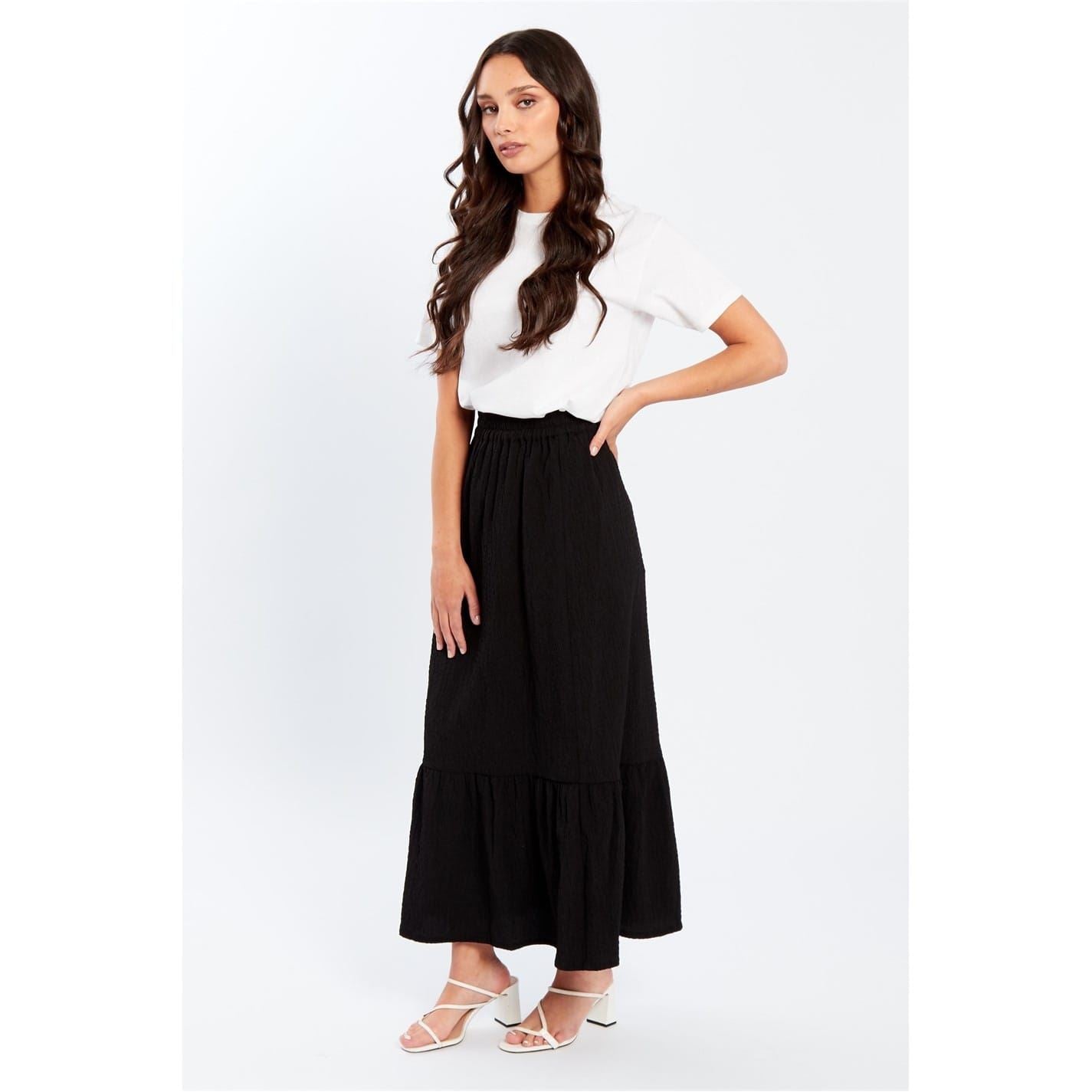 Be You Tiered Midi Textured Skirt