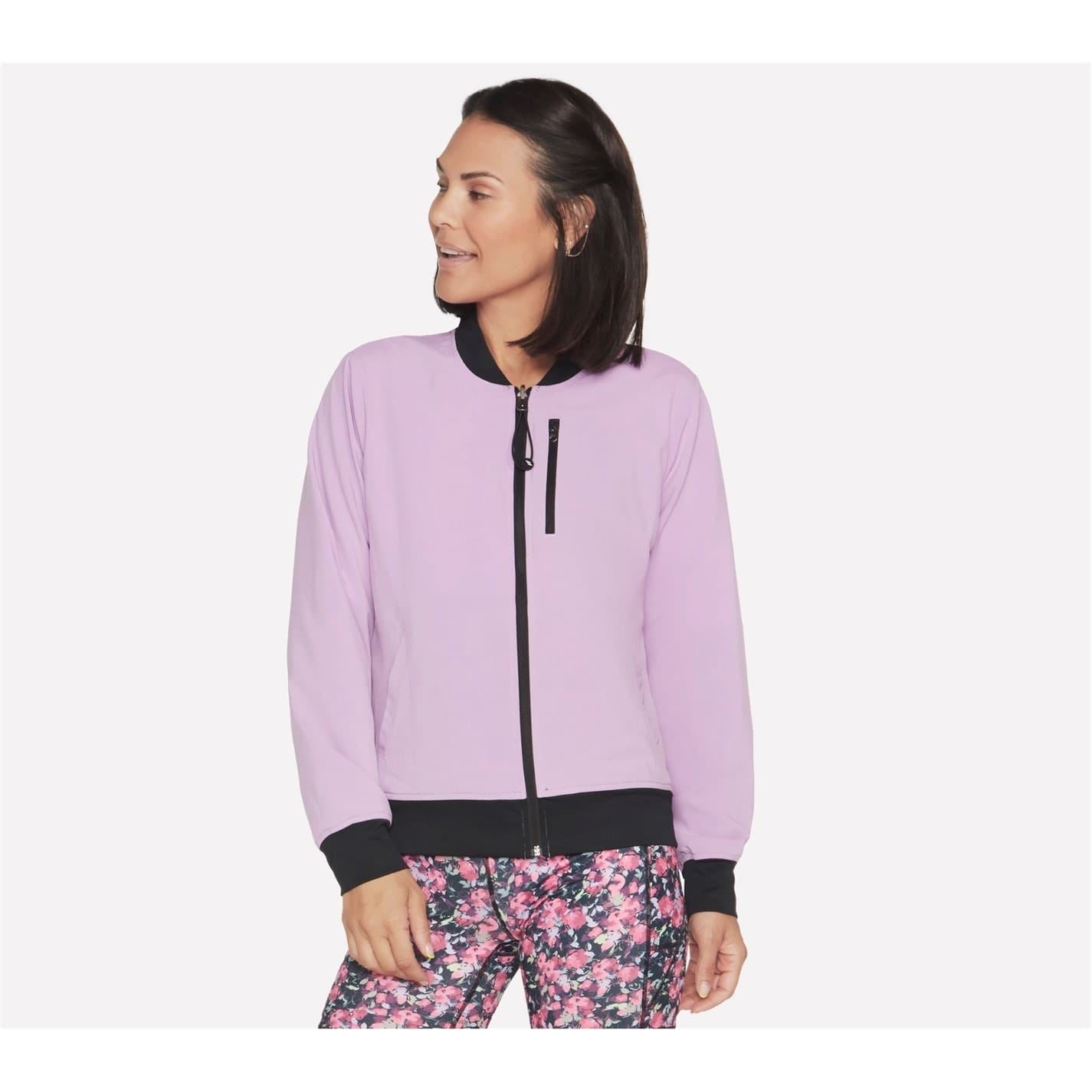 Skechers Skechweave Floral Patterned Bomber Jacket with Ribbed Cuff