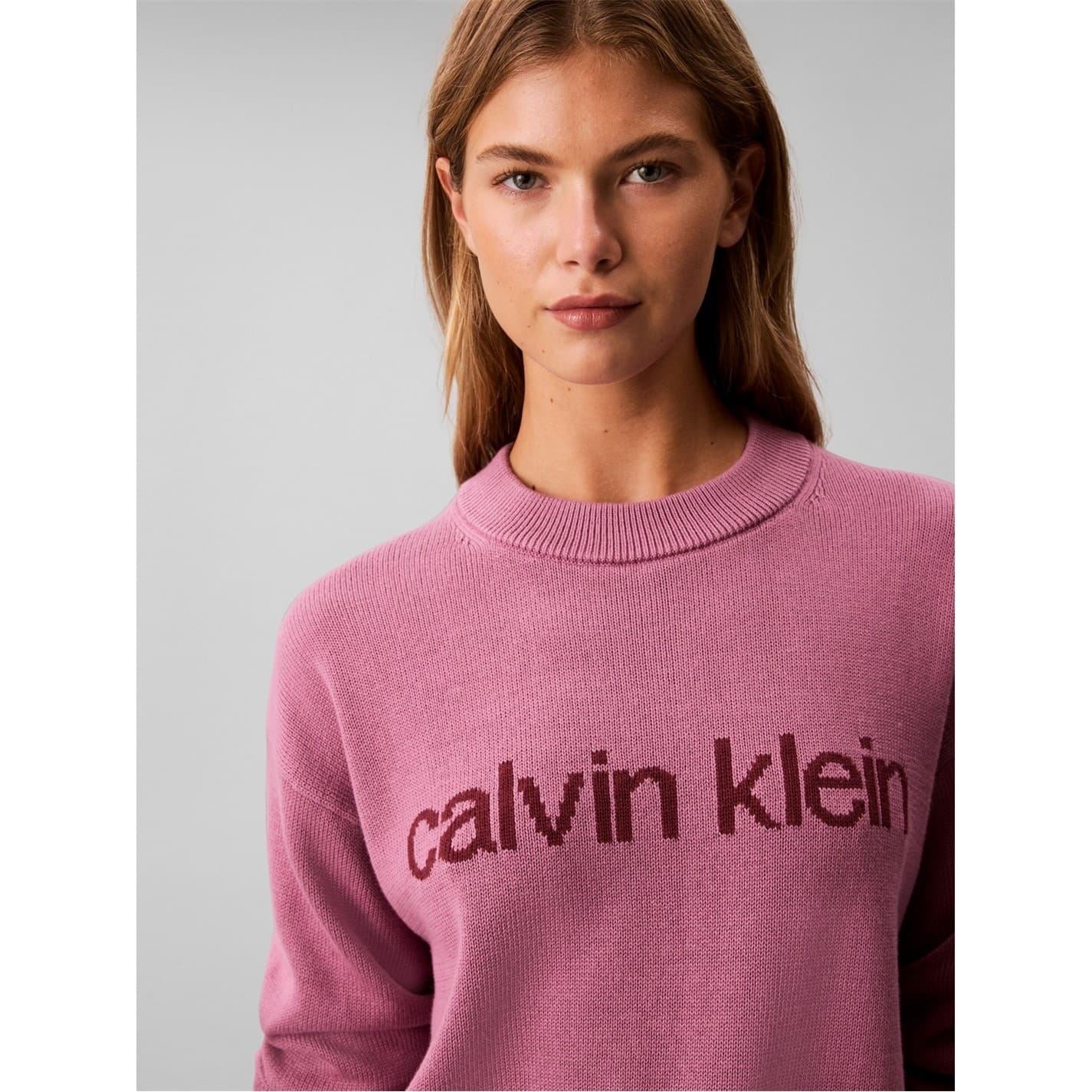Calvin Klein Jeans Graphic Crew Neck Ribbed Collar Long Sleeve Sweater