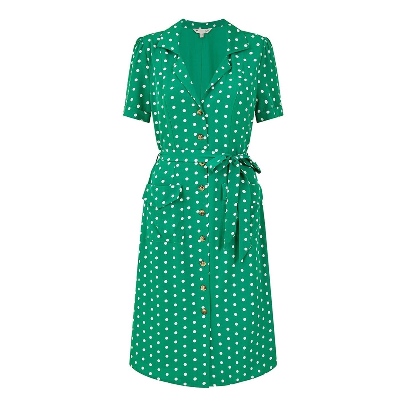 Yumi Retro Collared Neck Knee Length Shirtdress