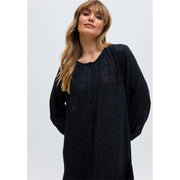 Raffya Button Down Embroidered Midi Dress In Black