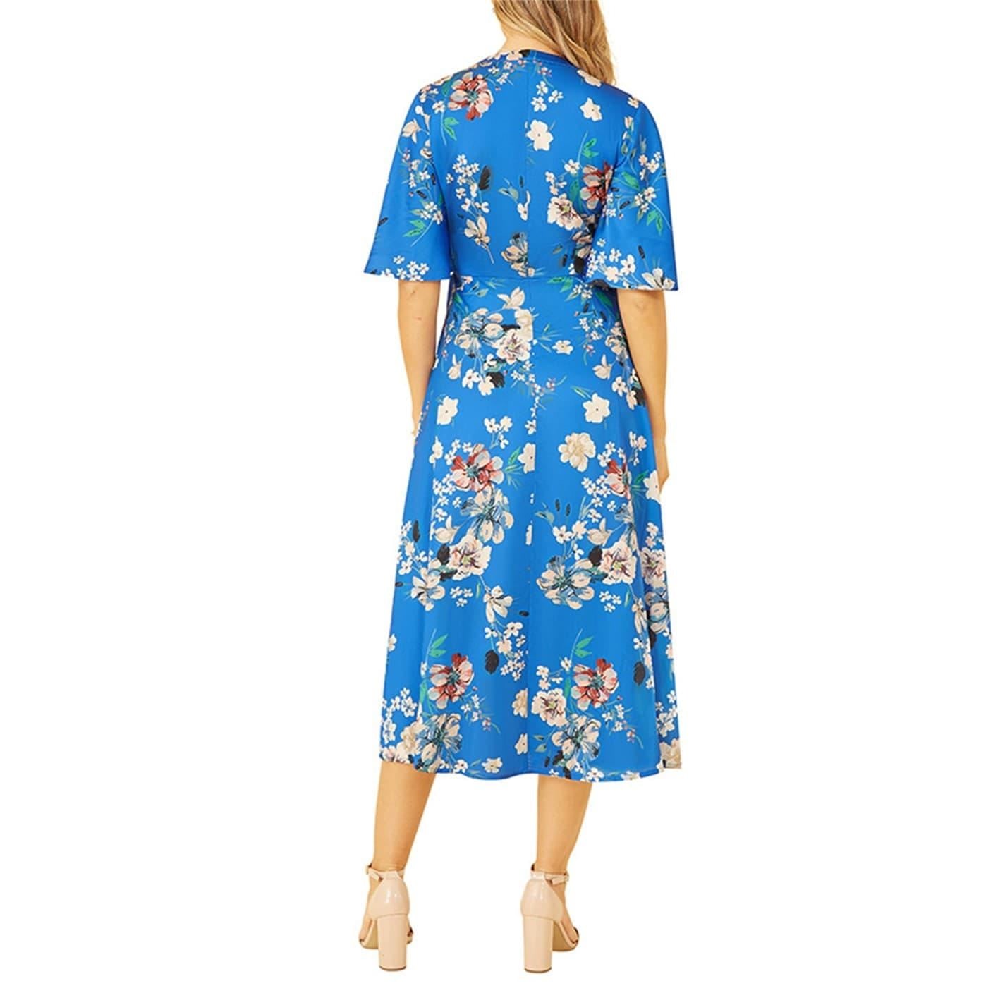 Yumi Floral V-Neck Midi Wrap Dress