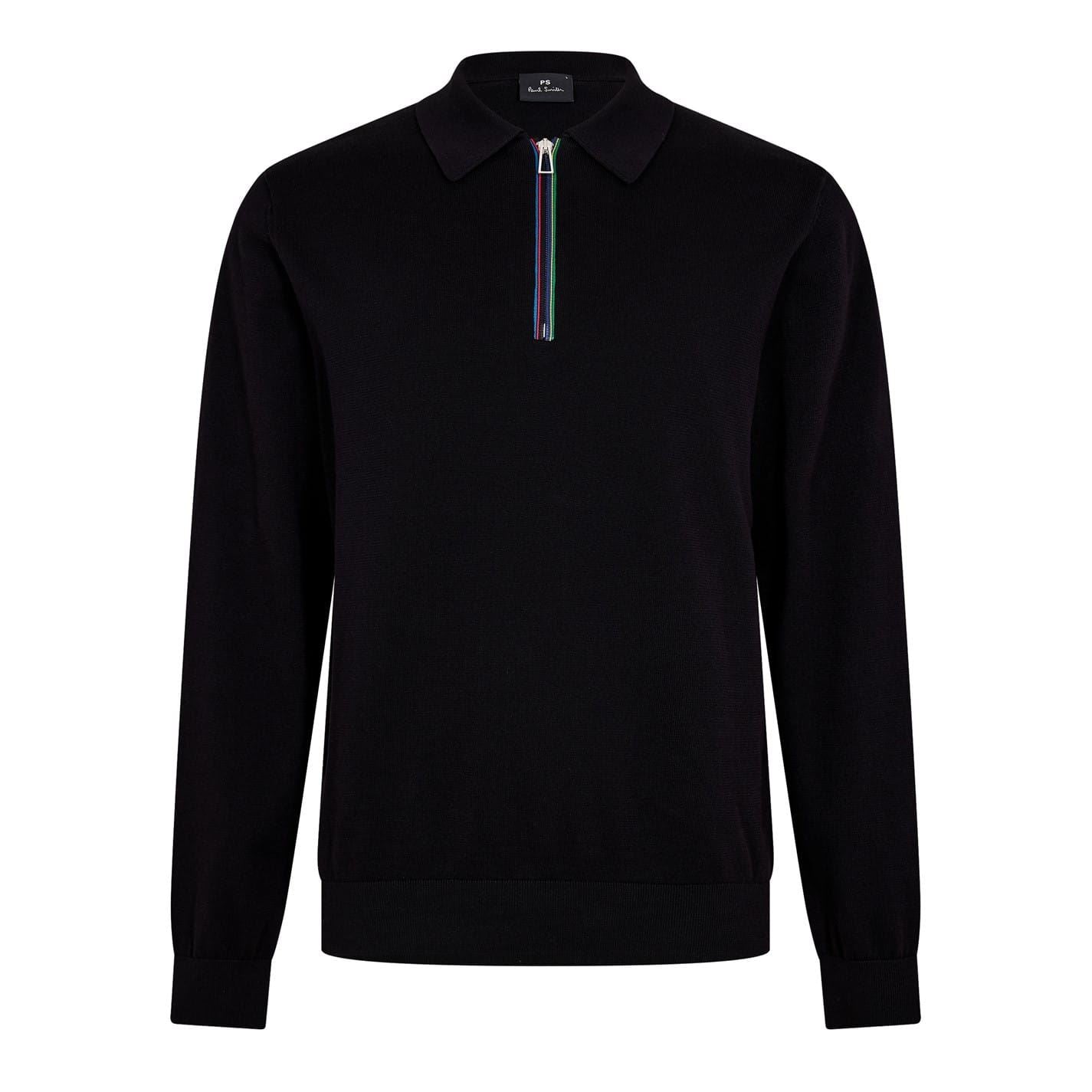 PS Paul Smith Rainbow Tip Zipped Pocket Zip Neck Long Sleeve Sweater