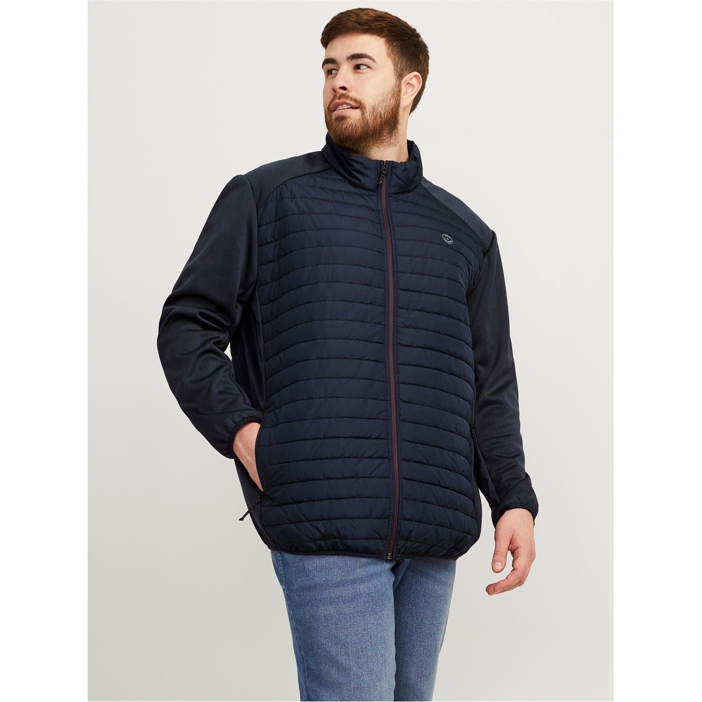 Jack and Jones Solid Patterned Puffer Jacket with Zipped Pocket and Ribbed Cuff