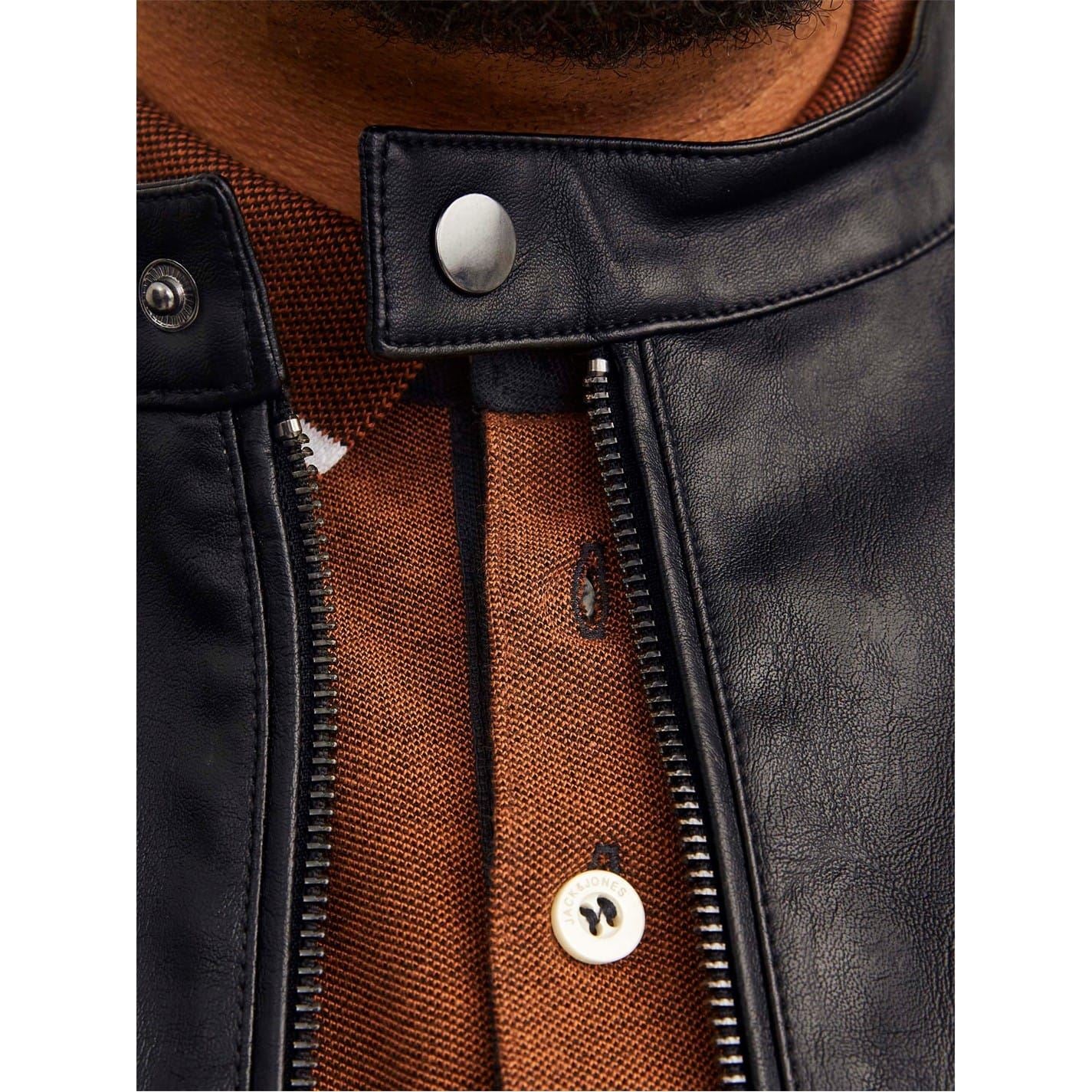 Jack and Jones Mens Pu Jacket Plus Size