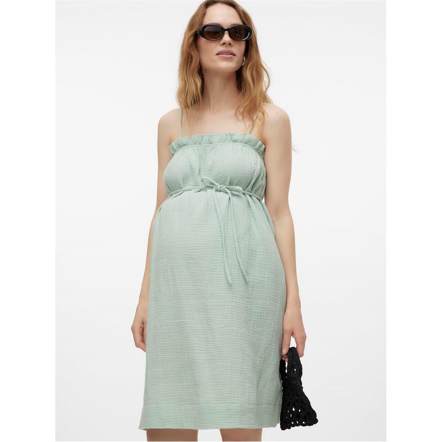 Mamalicious Vmmnatali Spaghetti Strap Sleeveless Knee Length Sun Dress