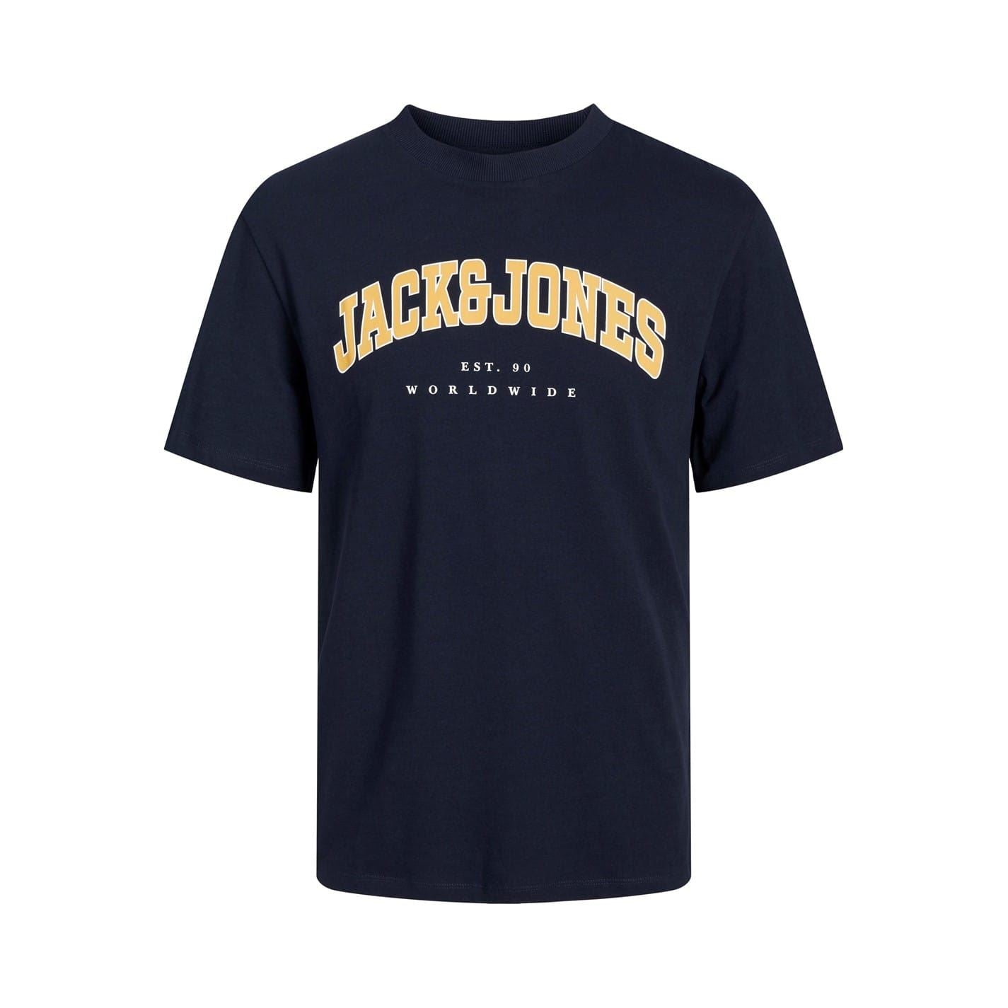 Jack and Jones Varsity Arch Lettering Crew Neck Short Sleeve T-Shirt