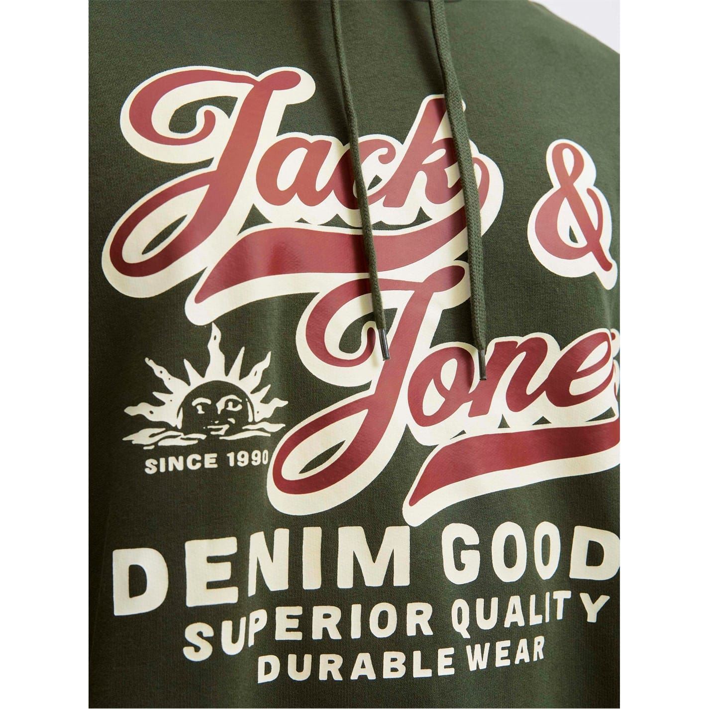 Jack and Jones Printed Logo Hooded Neck Long Sleeve Sweatshirt