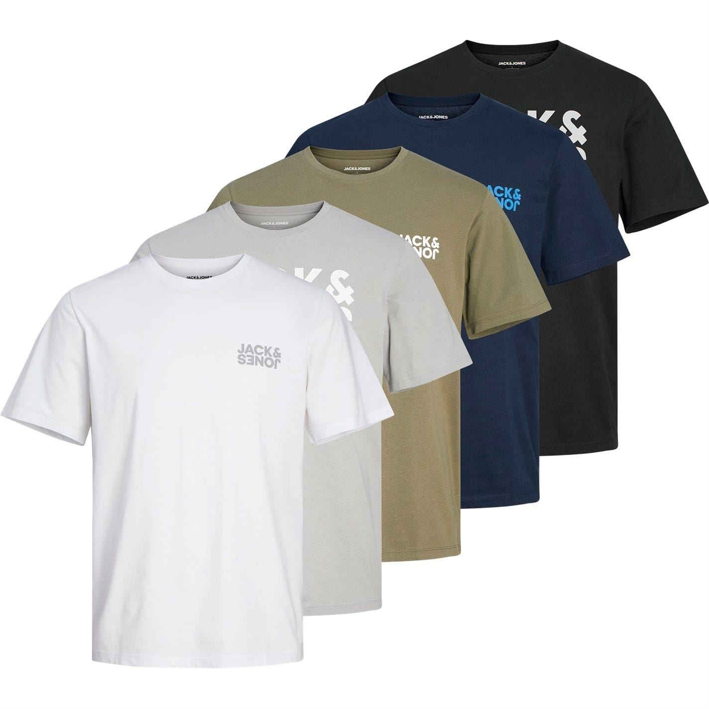 Jack and Jones Mens 5 Pack Short Sleeve T-Shirt