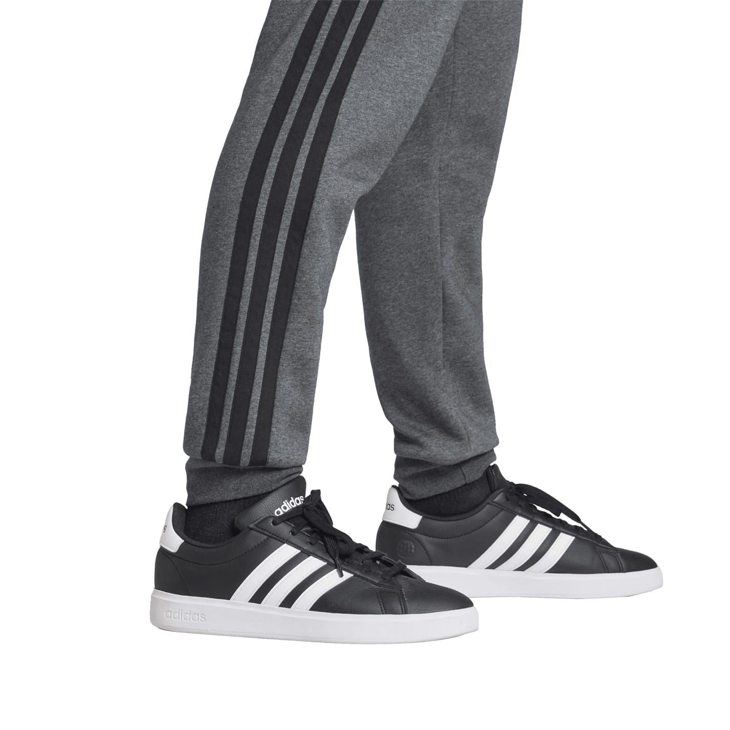 adidas Fleece Tapered Cuff 3 Stripes Joggers