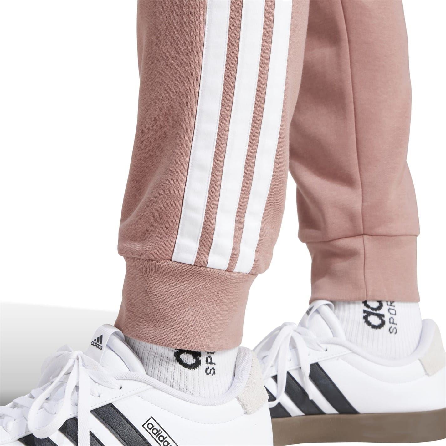 adidas Fleece Tapered Cuff 3 Stripes Joggers