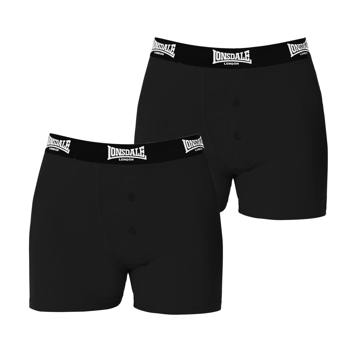 lonsdale Mens 2 Pack Boxer Shorts