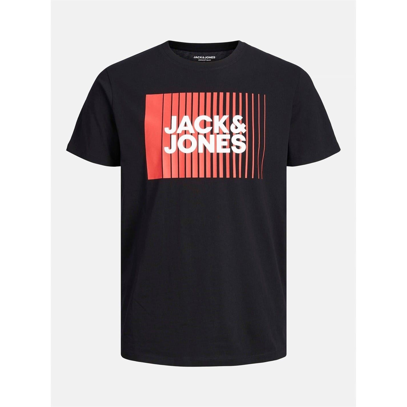 Jack and Jones Logo Print Crew Neck Short Sleeve Jersey T-Shirt
