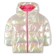 Billieblush Iridescent Hooded Ribbed Cuff Puffer Jacket