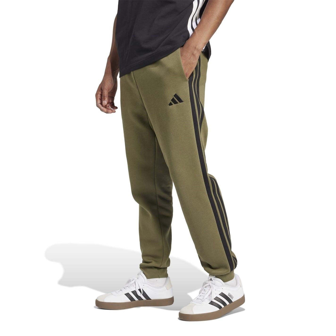 adidas Fleece Tapered Cuff 3 Stripes Joggers