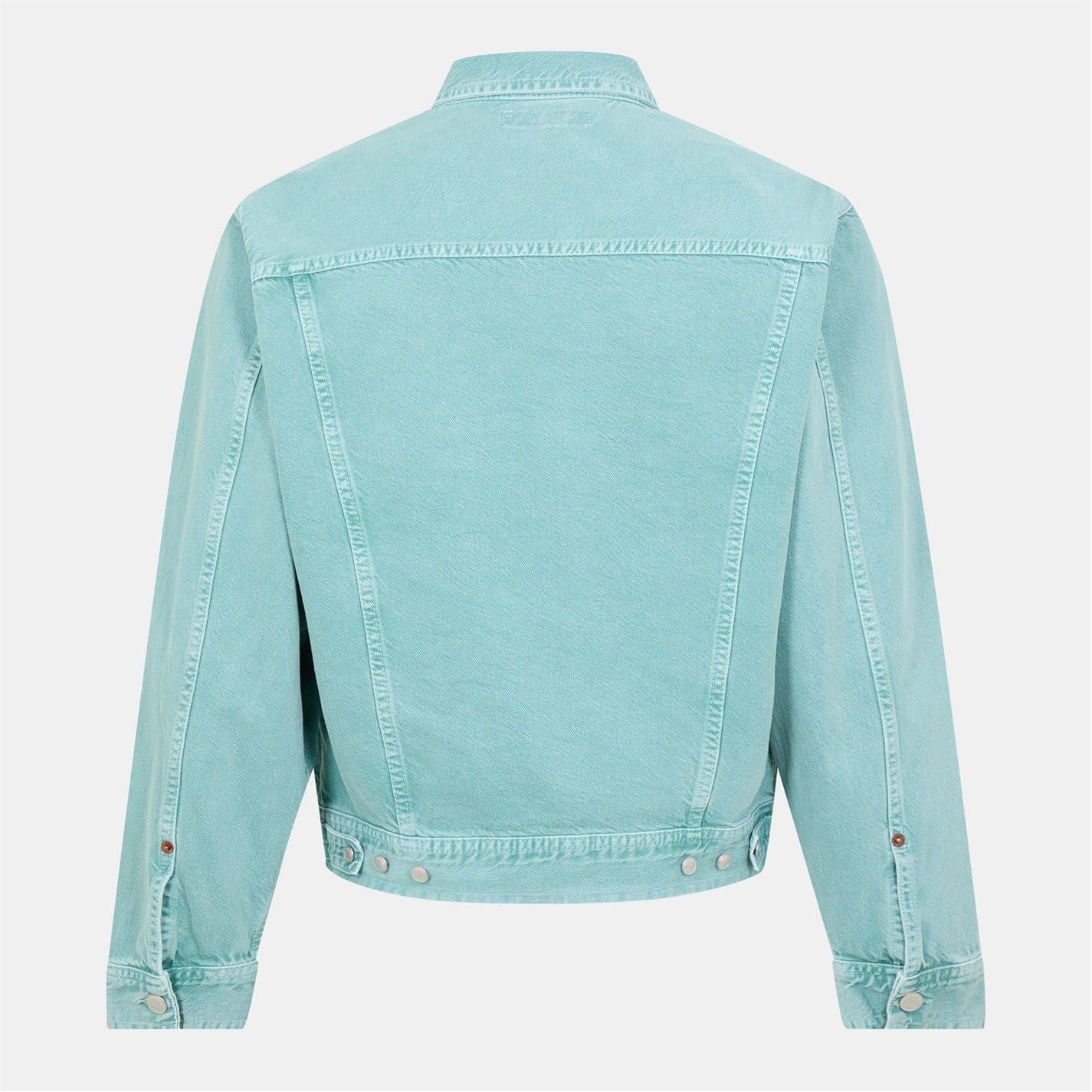 Replay Solid Patterned Snap Button Denim Jacket with Pockets