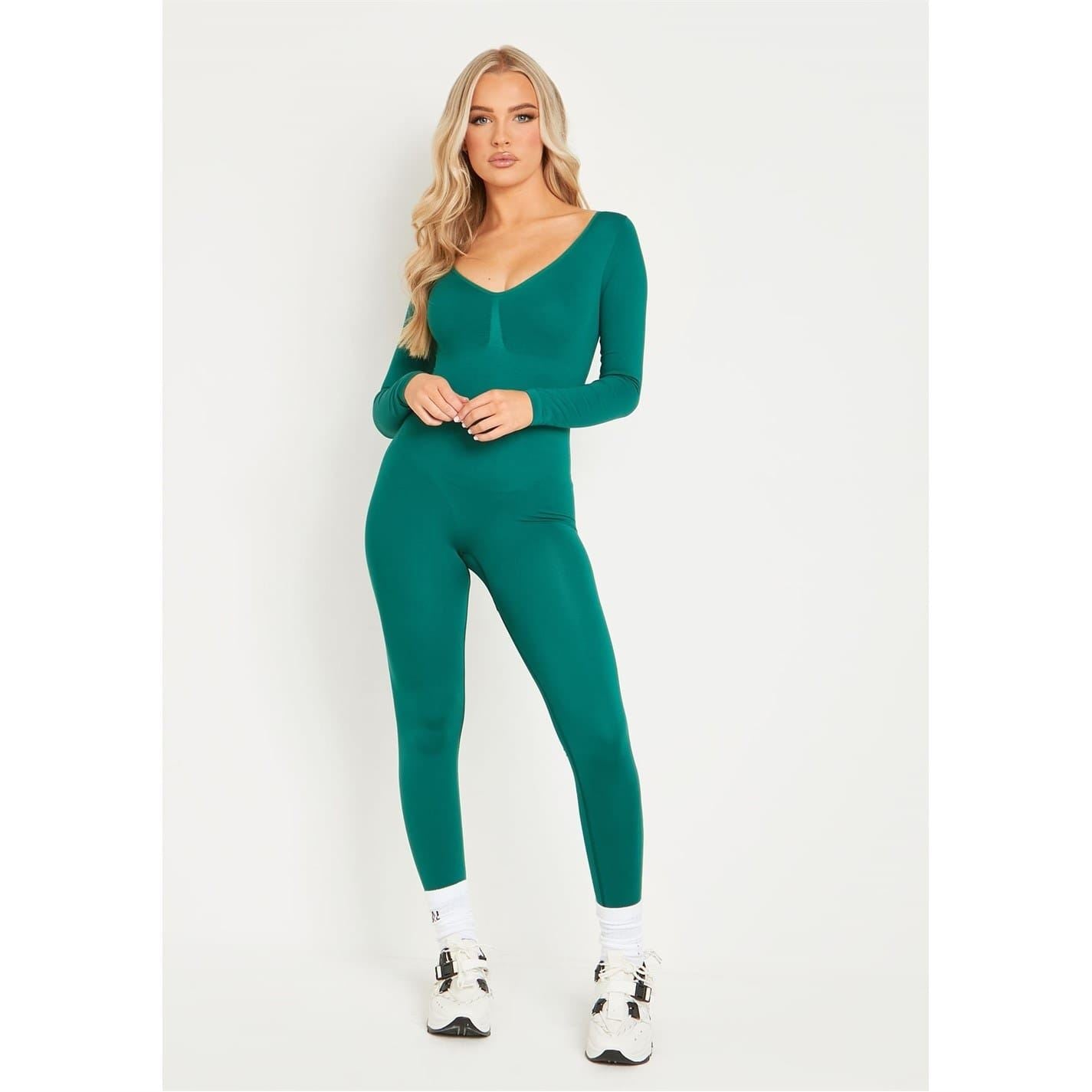 Missy Empire Long Sleeve Plunge Jumpsuit