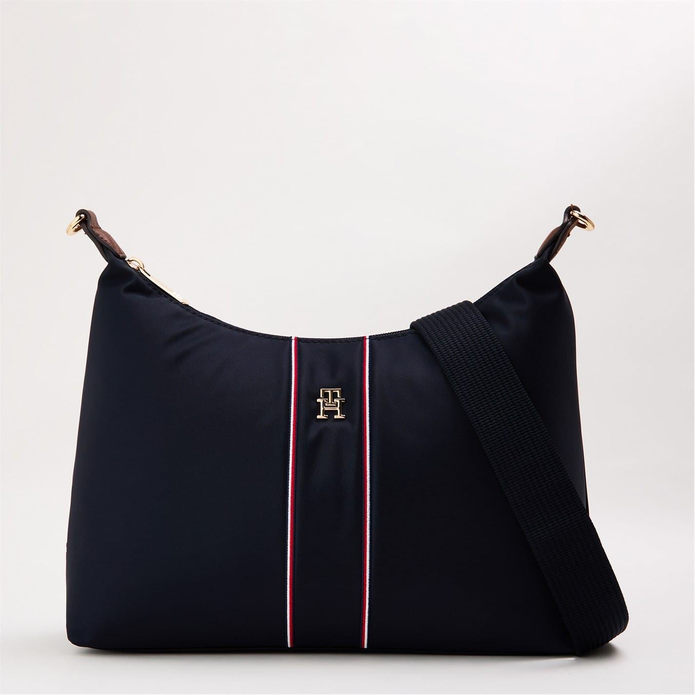 Tommy Hilfiger Popette Vertical Stripe Crescent Hobo Bag