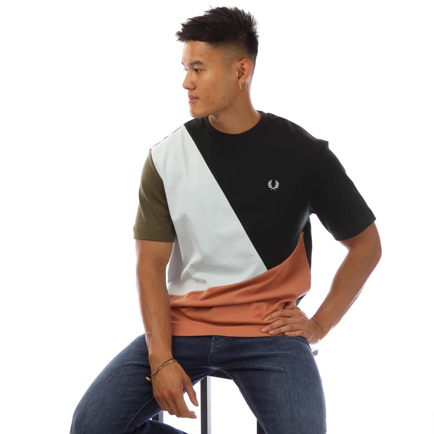 Fred Perry Abstract Colour Block T-Shirt