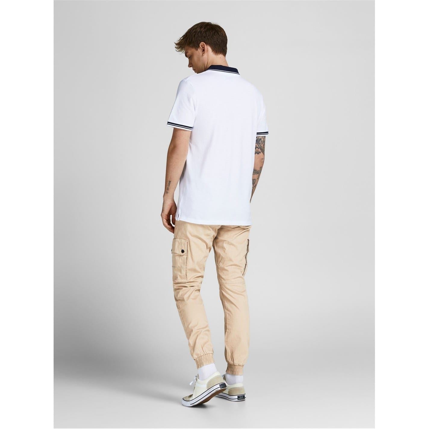 Jack and Jones Solid Patterned Cuffed Cargo Pants