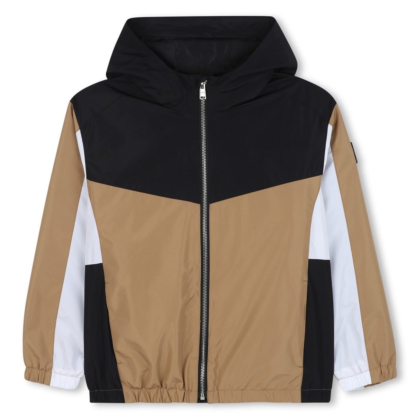 Boss Color Block Hooded Windbreaker with Rubber Badge