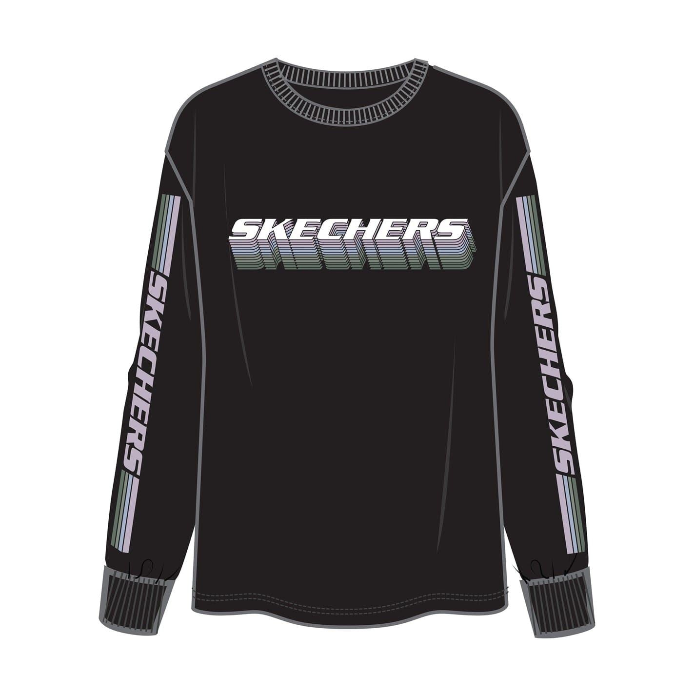 Skechers Stacked Lettering Long Sleeve T-Shirt