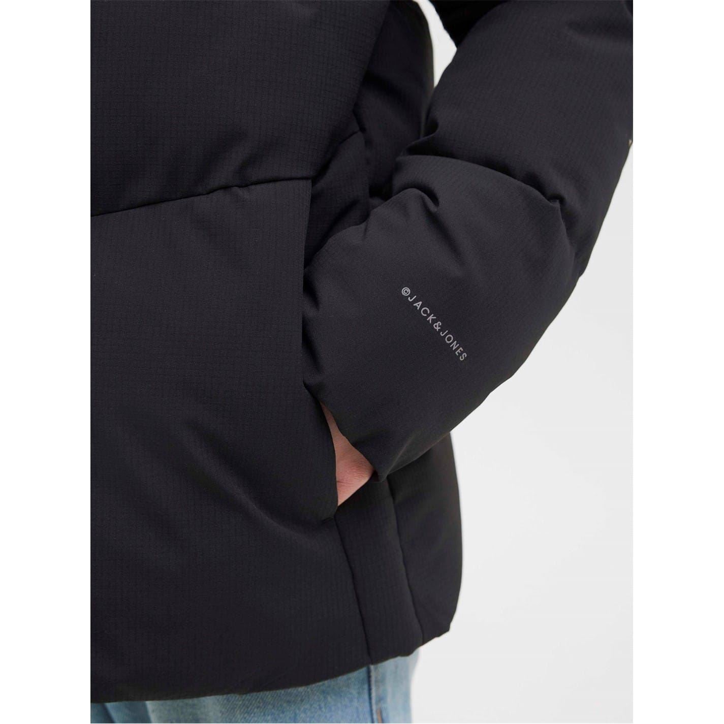 Jack and Jones Global Hooded Solid Patterned Puffer Jacket