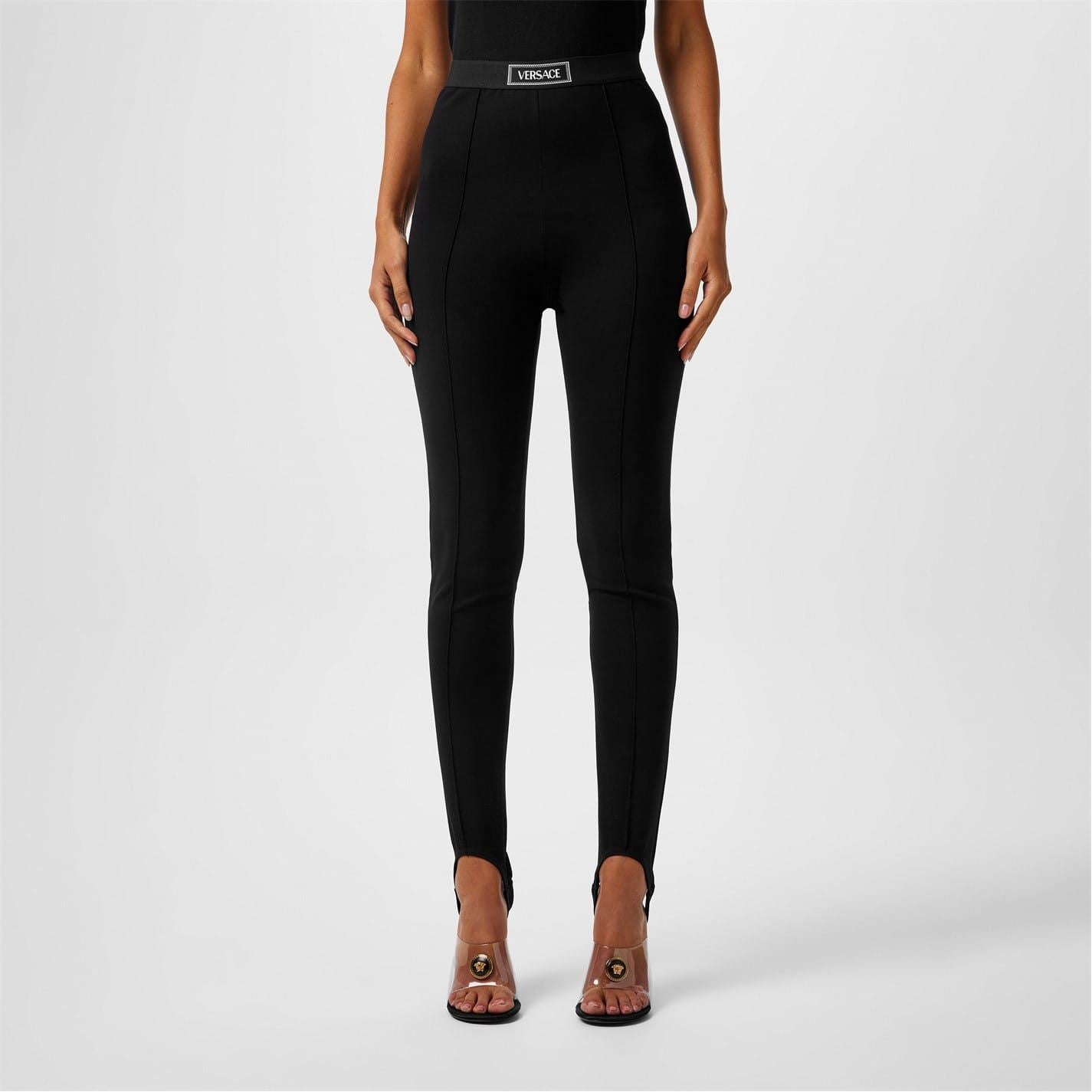 Versace Icon 90s Vintage Logo Solid Patterned Stirrup Leggings