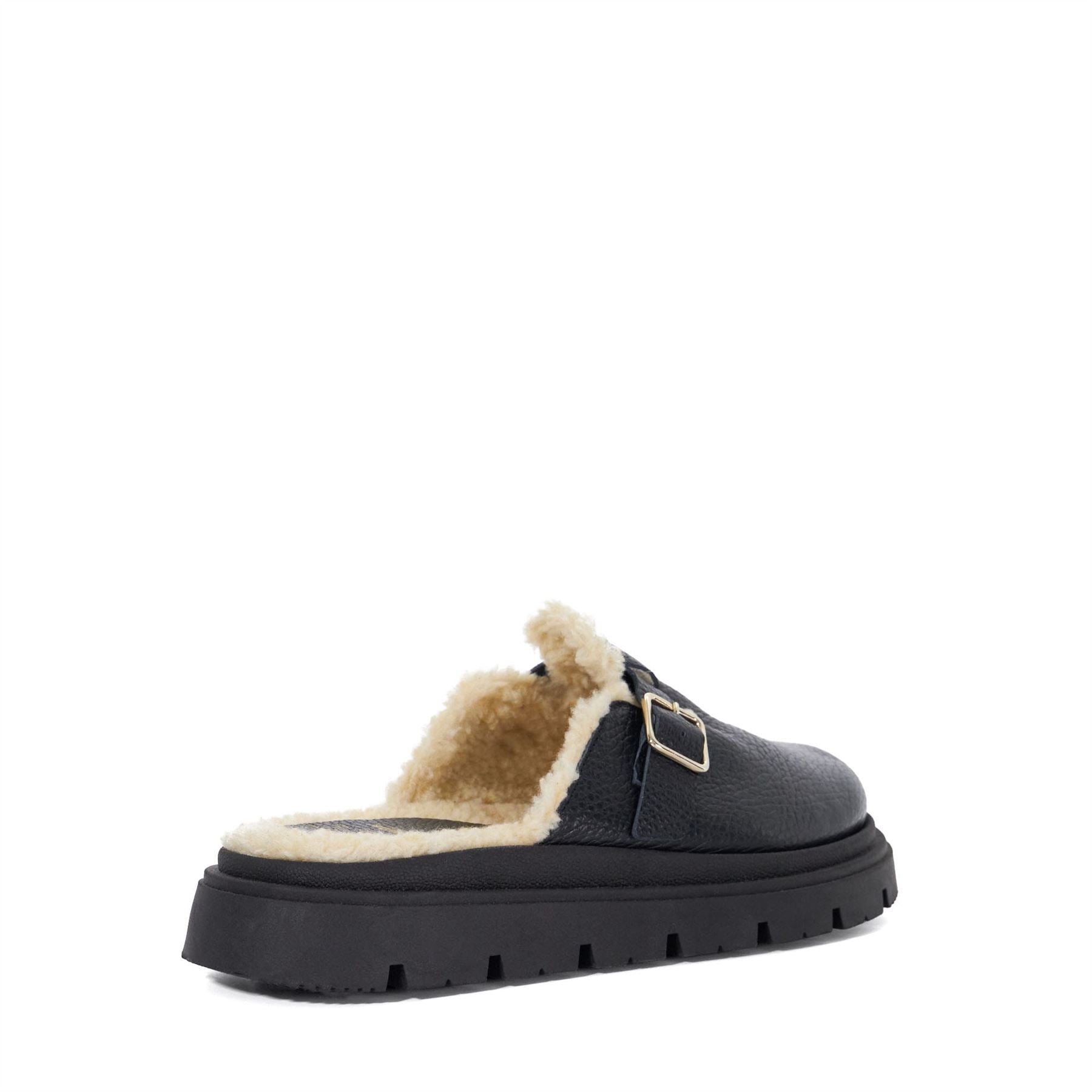 Dune London Gene Leather Faux Shearling Lined Clogs