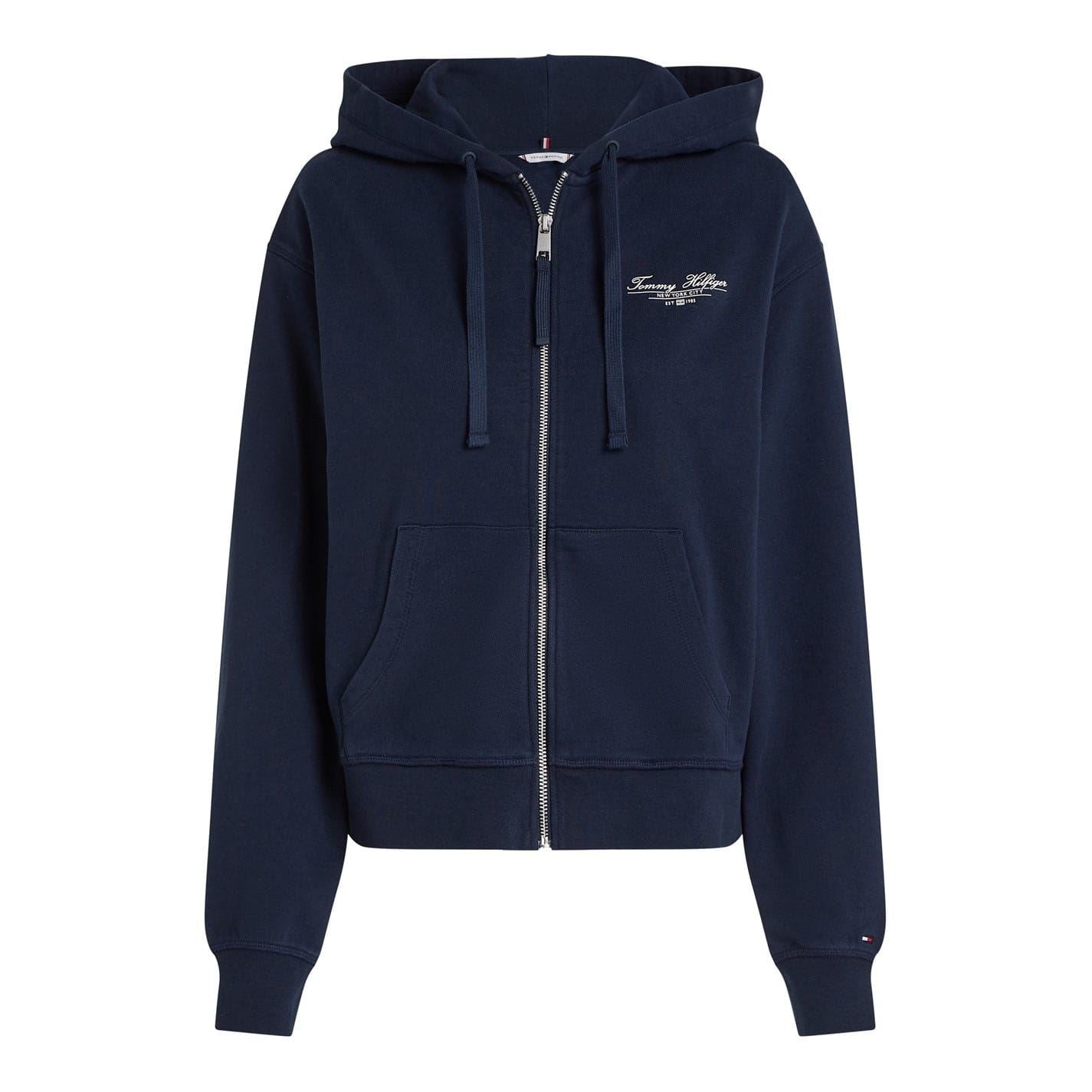 Tommy Hilfiger Script Hooded Ribbed Cuff Sweat Jacket