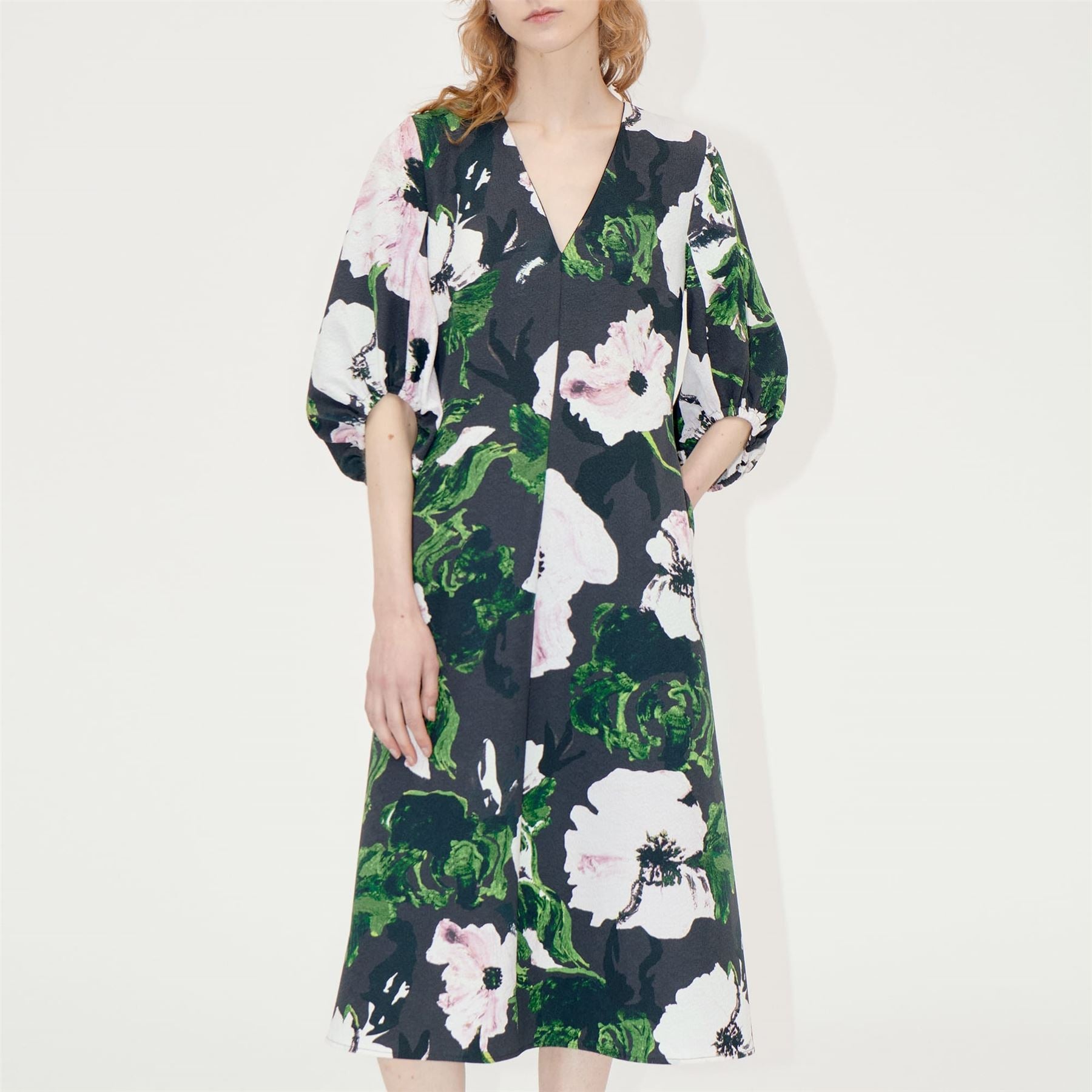 Stine Goya 3/4 Volume Sleeves Midi Dress