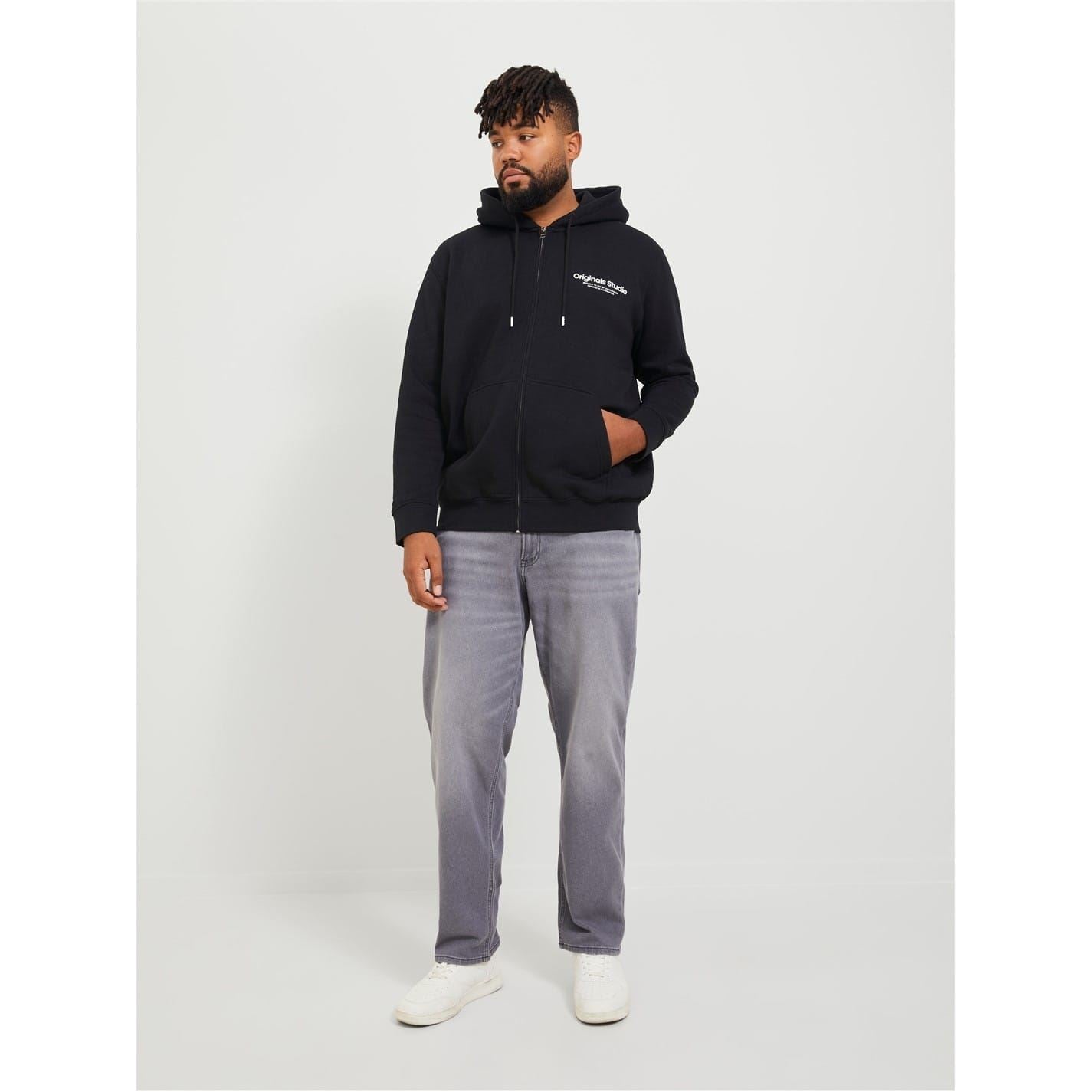 Jack and Jones Vester Hooded Ribbed Cuff Lettering Sweat Jacket