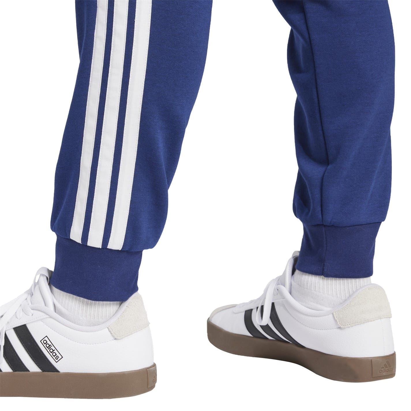 adidas Fleece Tapered Cuff 3 Stripes Joggers