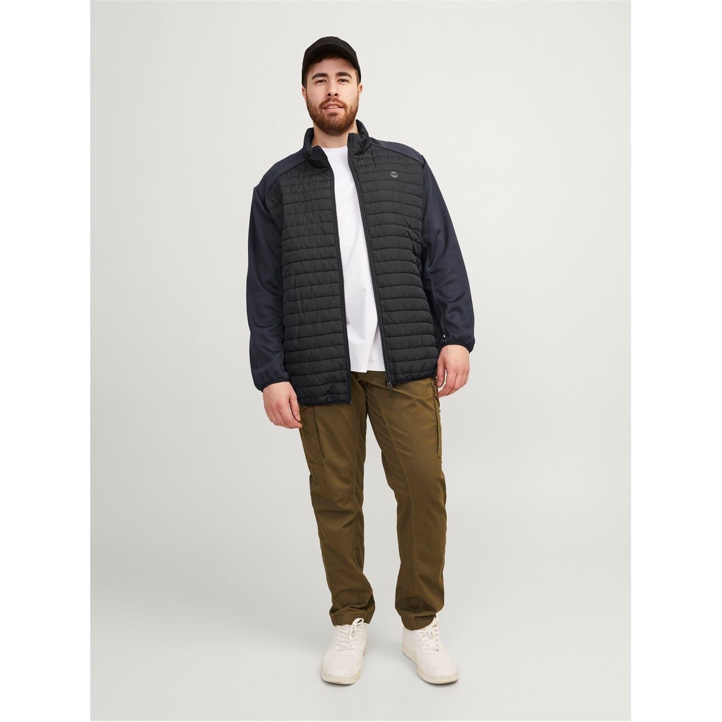 Jack and Jones Solid Patterned Puffer Jacket with Zipped Pocket and Ribbed Cuff