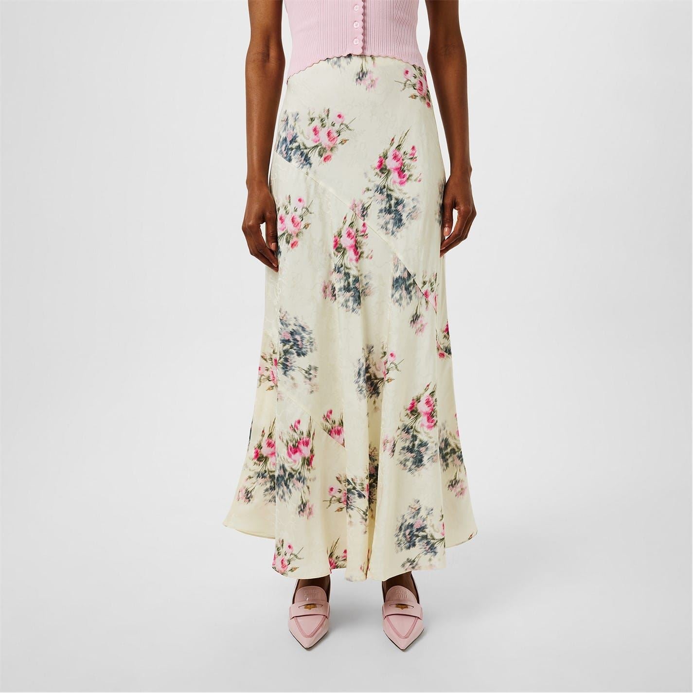 LoveshackFancy Bertha Maxi Floral Patterned Skirt